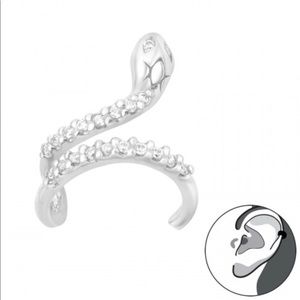 925 Sterling Silver CZ Snake Ear Cuff